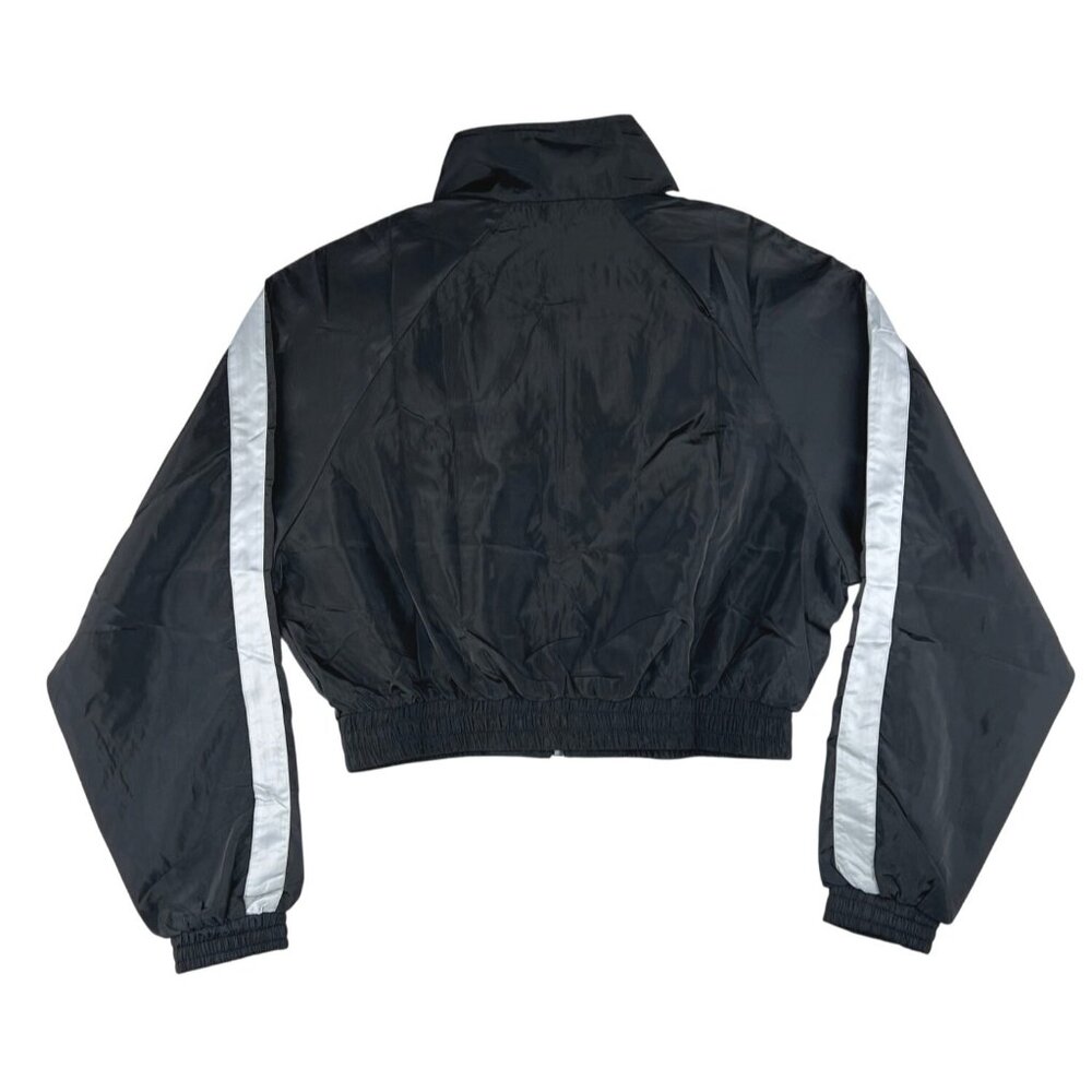 Cest Toi Cropped Black Nylon Jacket With Reflective Stripes & Zippered Front M - Picture 4 of 15